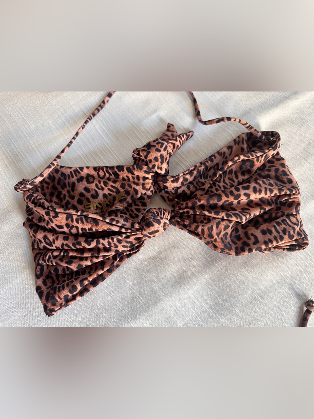 SKATIE Leopard Print Tie-Adjustable Bikini Top L - Bottom M  NWOT - Picture 7 of 13